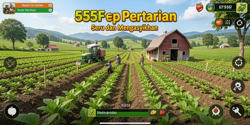 Gameplay menarik di dunia pertanian 555F dengan berbagai tanaman.
