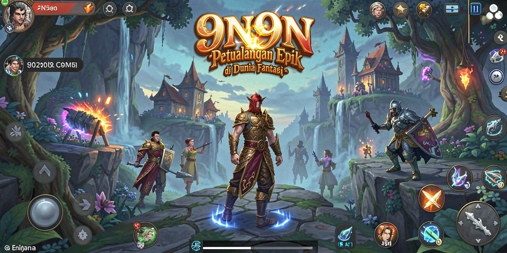 Screenshot gameplay <strong>9N9N</strong> menunjukkan pertarungan yang intens dan karakter yang beragam.
