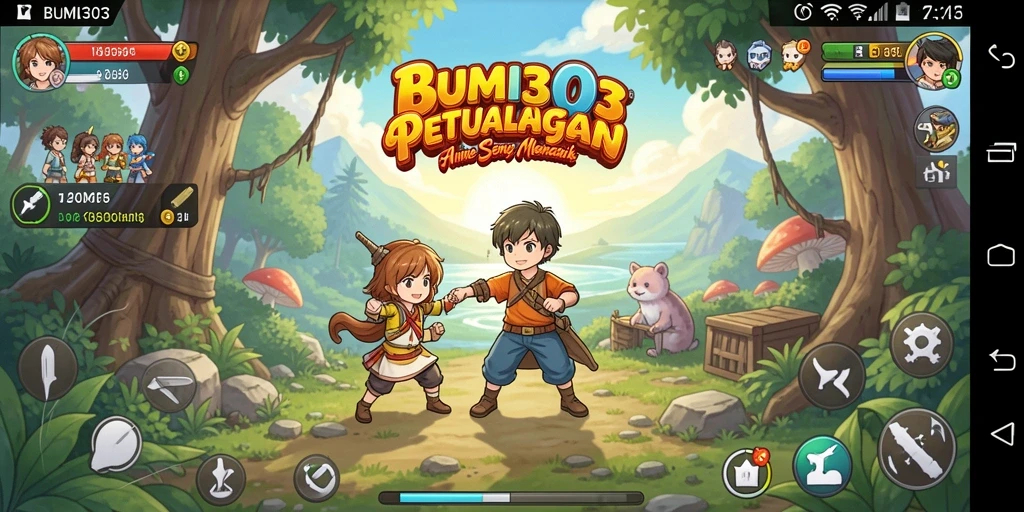 Screenshot gameplay BUMI303 menampilkan petualangan karakter Anime yang seru.