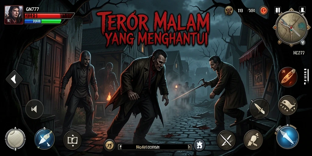 Tangkapan layar gameplay GN777 yang menampilkan suasana horror yang mencekam.