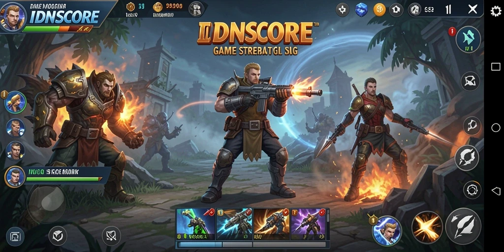 Tampilan grafis menarik dari gameplay strategis IDNSCORE.