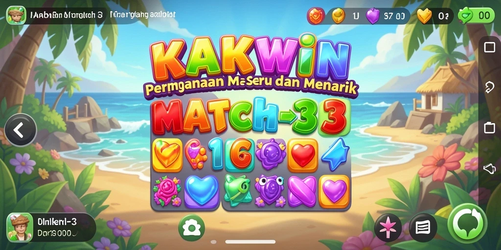 Tampilan gameplay seru KAKWIN dengan tantangan match-3.
