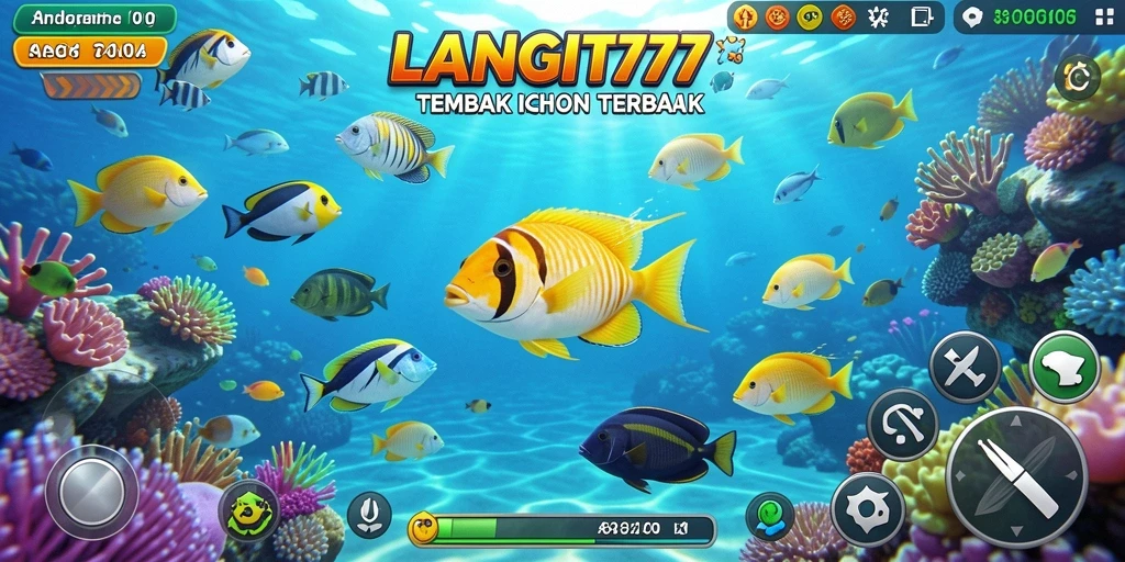 Tampilan gameplay seru dalam LANGIT777, siap menembak ikan.