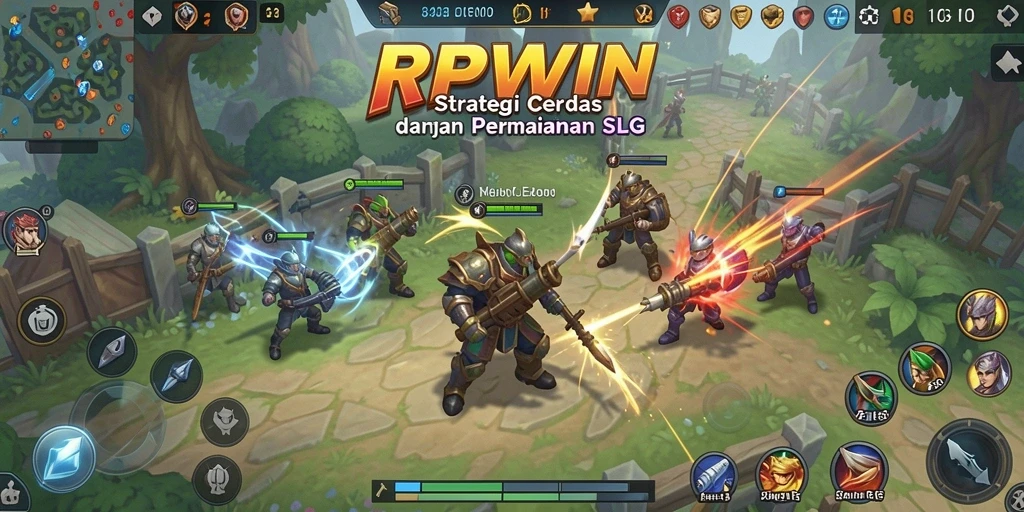 Tangkapan layar gameplay RPWIN yang menunjukkan pertempuran strategis.