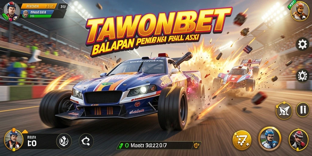 Tampilan gameplay menarik di TAWONBET dengan balapan yang seru dan intens.