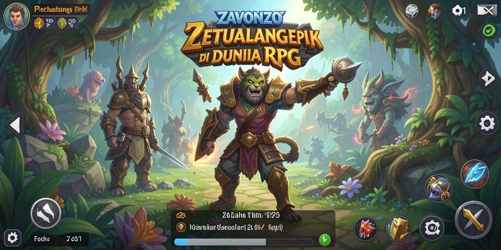 Tampilan gameplay ZAVONZO dengan pertempuran seru di dunia RPG.